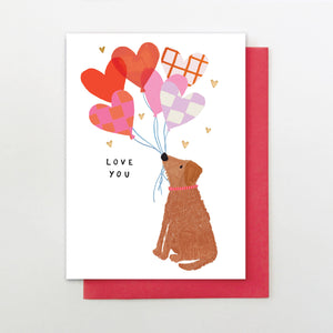 Dog With Balloons Card