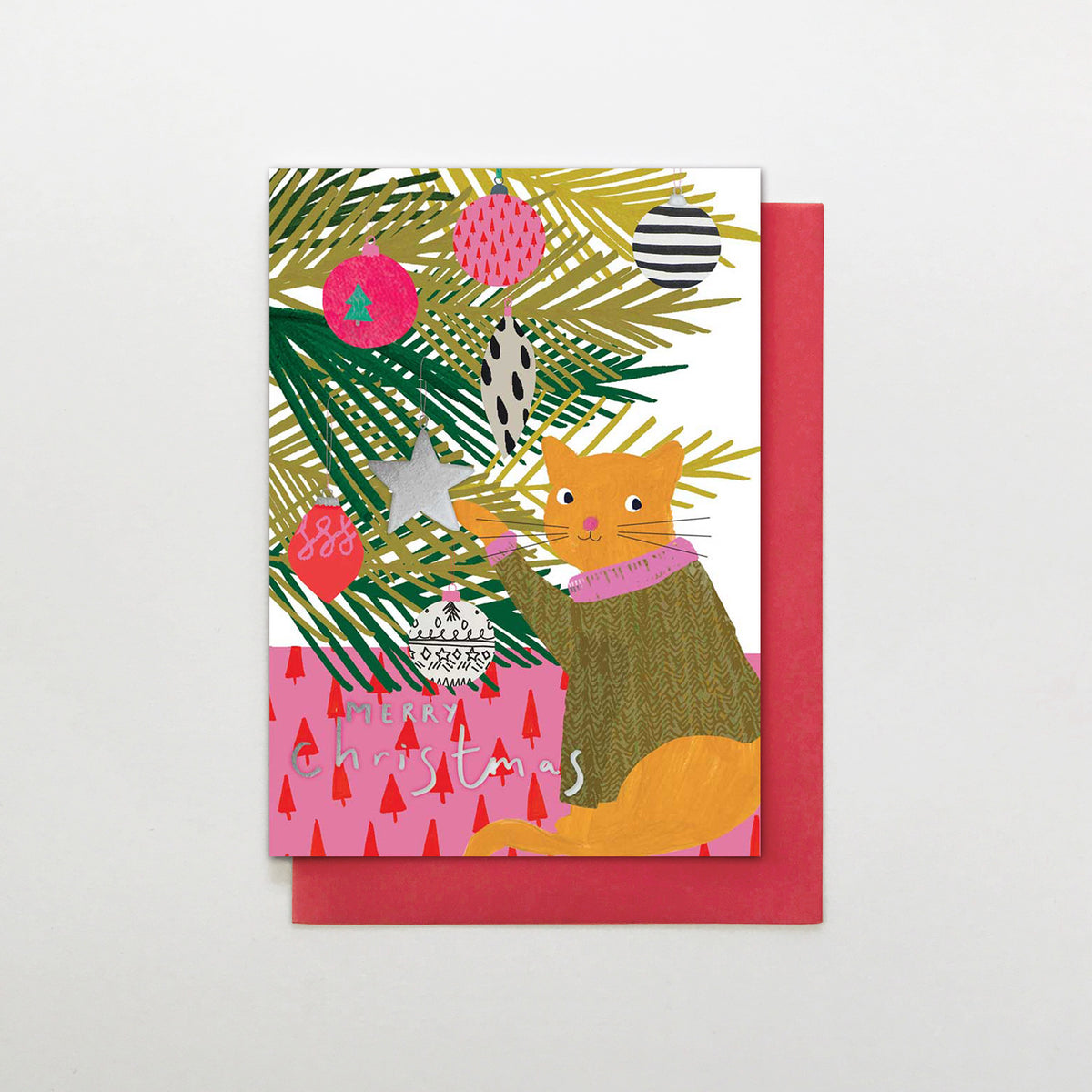Cat & Christmas Tree Card