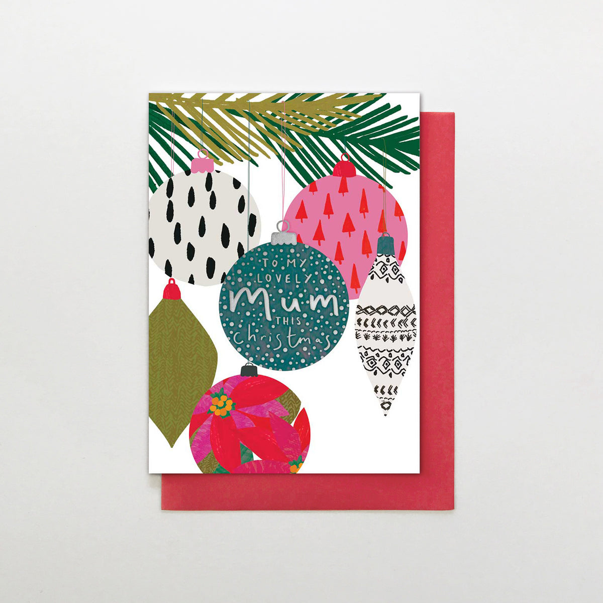 Mum's Christmas Baubles Card