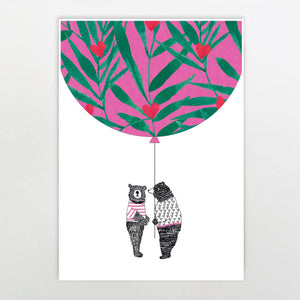 bears with balloon flat