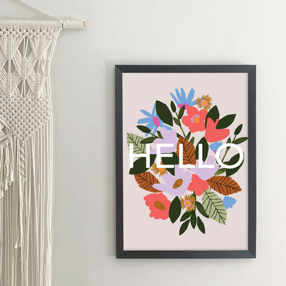 framed hello floral