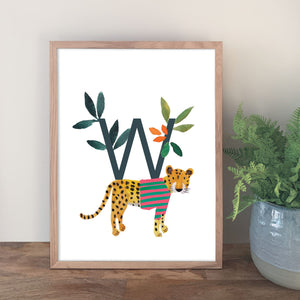 framed personalised leopard blue